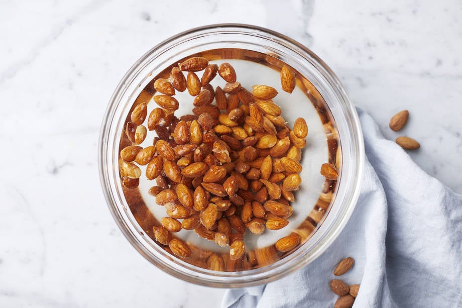 almond milk ingredients in a jar